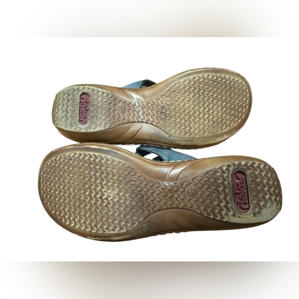 Rieker Strappy Velcro Sandals Tan Gray Size 37 EUC - Picture 8 of 9